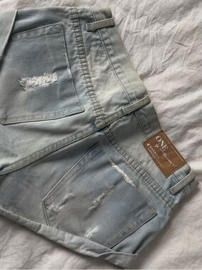 One Teaspoon Light Blue Distressed Women's Low Waist Denim Shorts